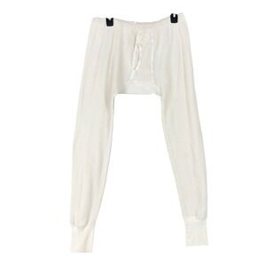 Vintage Thermal Underwear Pants Mens XL 42-44 Waffle Knit Long Johns Off White